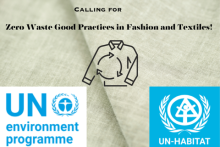 The words 'Zero Waste Good Practices in Fashion and Textiles!' and the UN-Habitat and UNEP logos